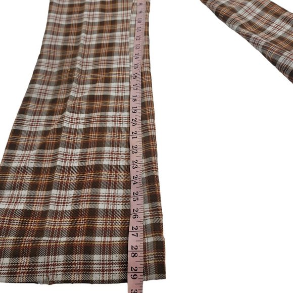 vintage hand made wool plaid belle bottom 70s pants see measurements - Picture 5 of 10